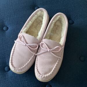 My slippers Womens 9 Moccasins Comfort Memory Indoor Outdoor Pink Suede Gift